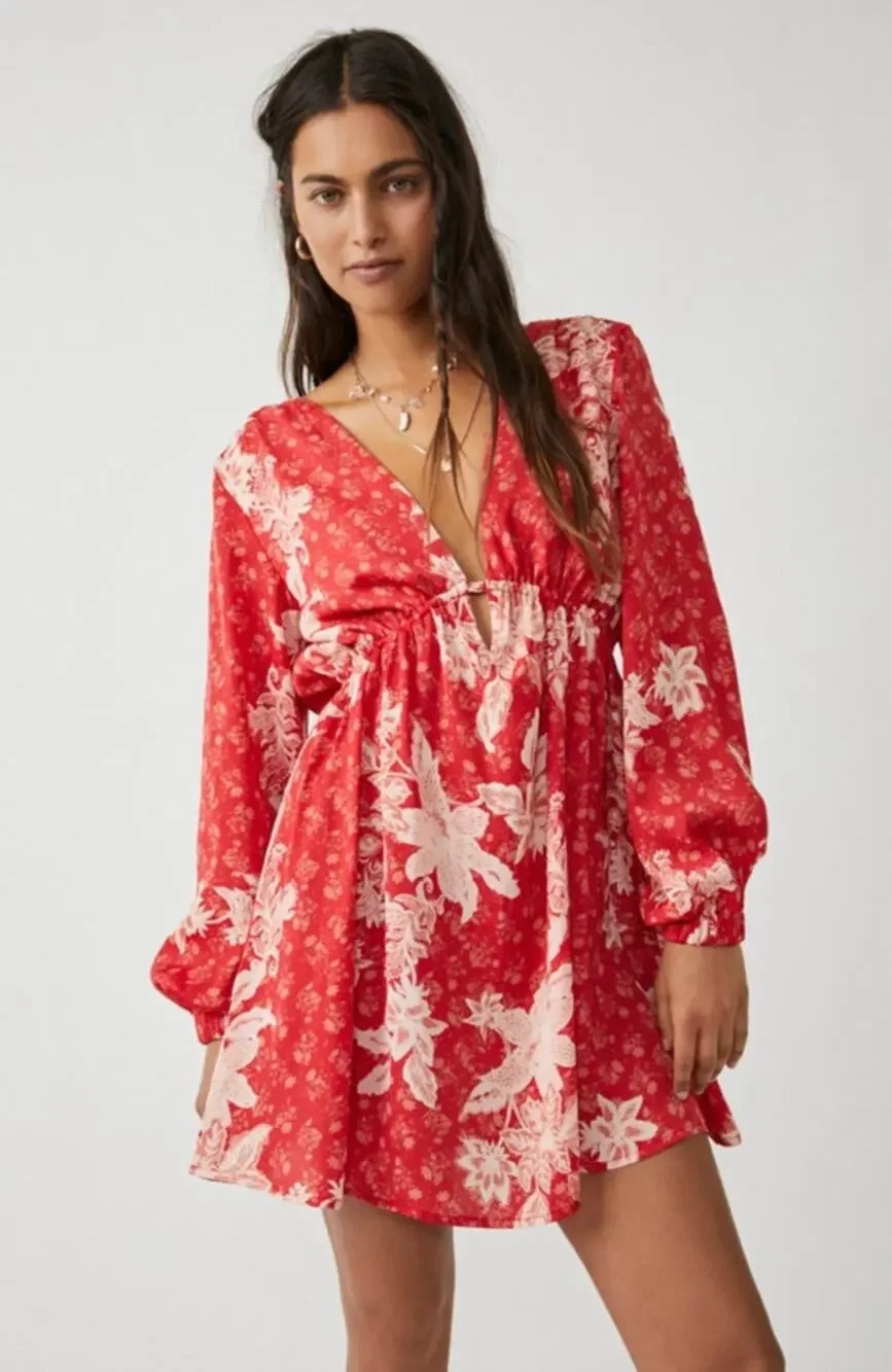 Free People Soli Boho Floral Mini Dress Size Large